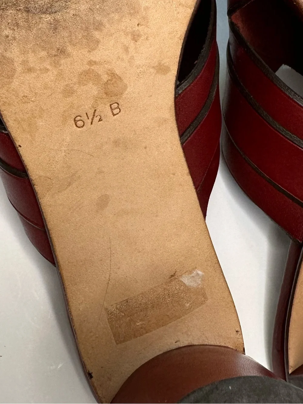 Cole Haan Mule Sandals Heels Country Crisscross Leather Red Women’s Size 6 1/2